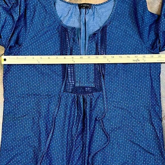 The Limited Denim Babydoll Peasant Blouse Medium - Picture 8 of 11